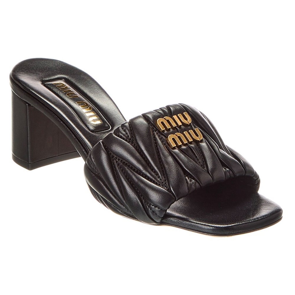 Miu Miu Black Quilted Women's Slide Sandals